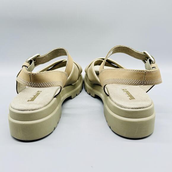 Timberland Sandals Womens 9 Green Leather Slingback Platform London Vibe Buckle - Picture 7 of 11